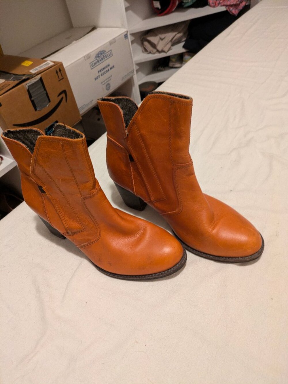 Caterpillar Tan Heeled Boots